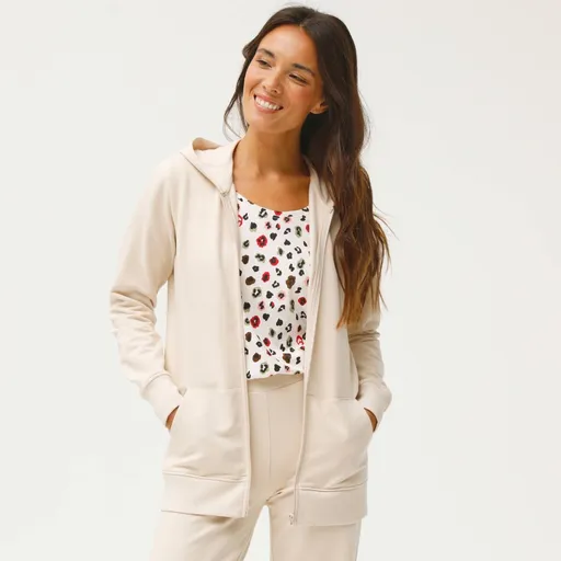 Bunda na zips s kapucňou z česaného moltonu