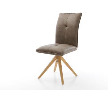 Maddy-Flex otočná stolička taupe vintage z mikrovlákna s drevenou