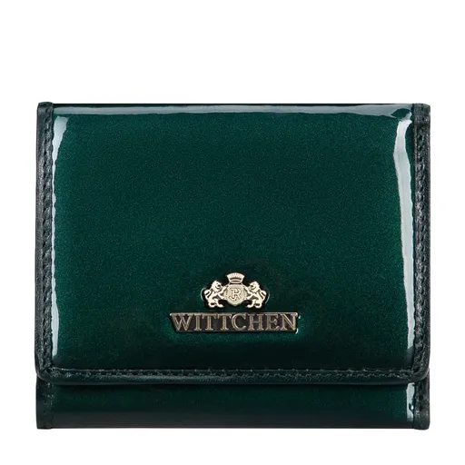 Dámska peňaženka z prírodnej lakovanej kože, zelená, 14-1L-066-00