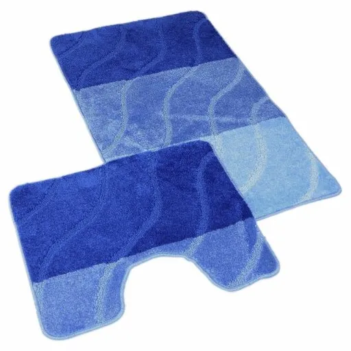 Kvalitex Súprava kúpeľňových predložiek Vlny modrá, 60 x 100 cm, 60 x 50 cm