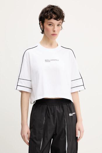 Bavlnené tričko Karl Lagerfeld Jeans dámske, biela farba, A2W17028