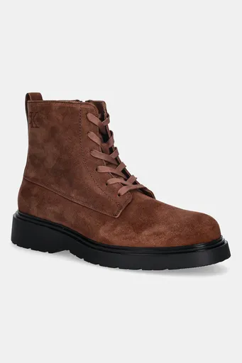 Semišové topánky Calvin Klein COMBAT ESS LACE UP ZIP BOOT SU