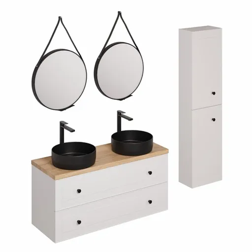 Kúpeľňová zostava s umývadlom vrátane umývadlovej batérie, vtoku a sifónu Naturel Forli biela KSETFORLI4