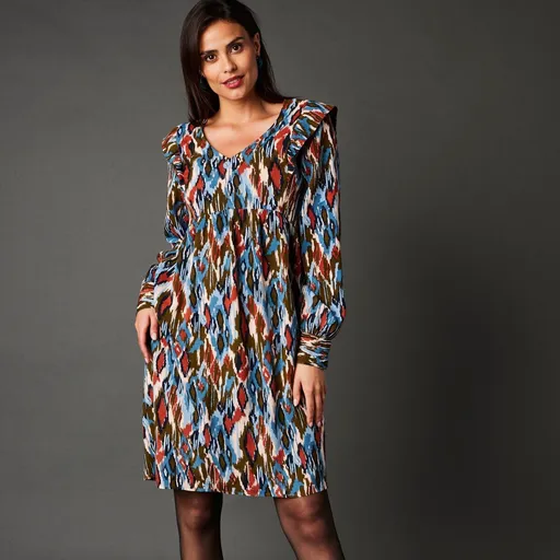 Šaty s potlačou a výstrihom do V