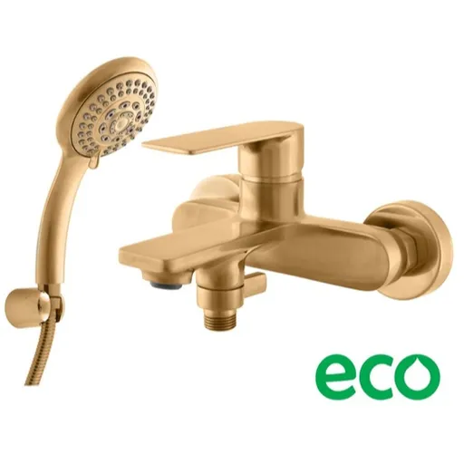 Vaňová batéria RAV SLEZÁK Nil so sprchovacím setom 150 mm kartáčovaná zlatá NL154.5/1ZK