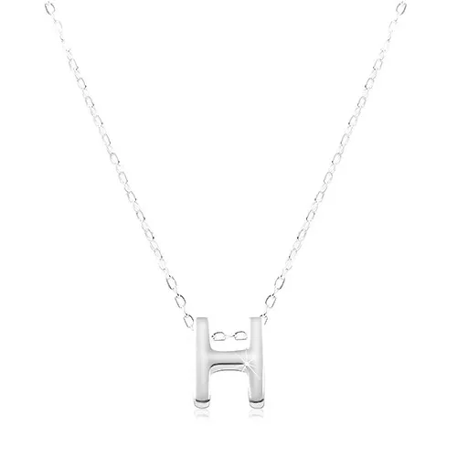 Strieborný náhrdelník 925, lesklá retiazka, veľké tlačené písmeno H
