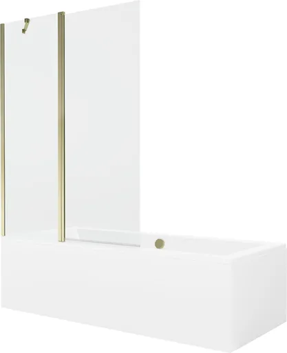 MEXEN/S - Cube obdĺžniková vaňa 180 x 80 cm s panelom + vaňová zástena 120, transparent, zlatá 550518080X9412115000