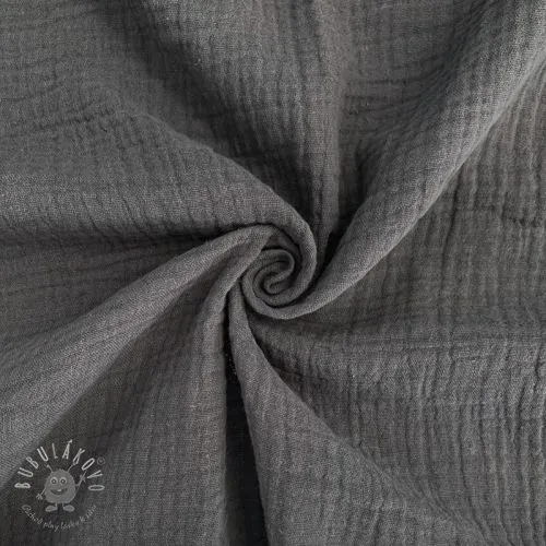 Dvojitá gázovina/mušelín dark grey ORGANIC
