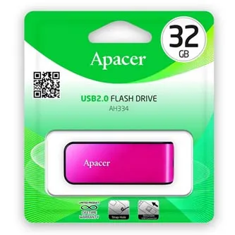 Apacer USB flash disk, USB 2.0, 32GB, AH334, ružový, AP32GAH334P-1, USB A, s výsuvným konektorom, DOPRODEJ