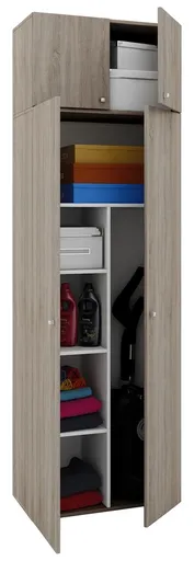 VCM Úklidová skříňka Vandol II s dvířky včetně horního nástavce, dub sonoma