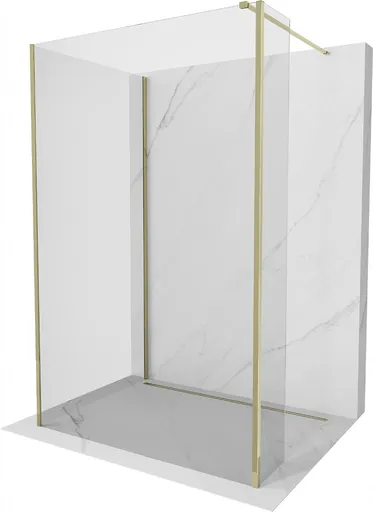 MEXEN/S - Kioto Sprchová zástena WALK-IN 125 x 120 x 40, transparent, zlatá 800-125-120-221-50-00-040