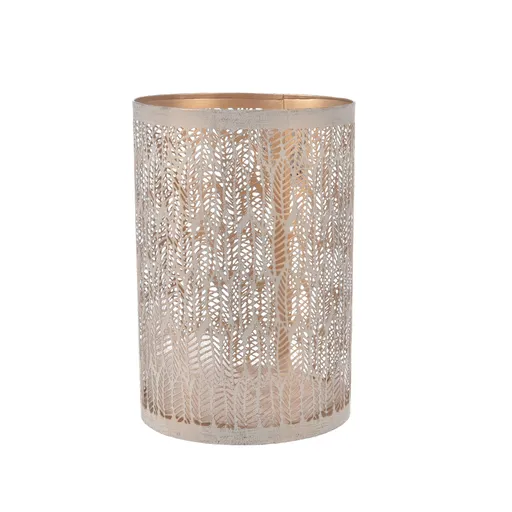 InDecor Kovový svietnik Leaf béžová, 13 x 22 cm, L