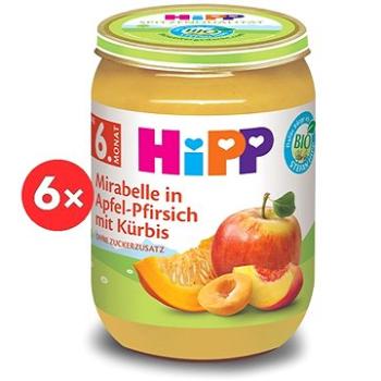 HiPP BIO Jablko, broskyňa, mirabelky, maslová dyňa 6× 190 g (4062300441002)