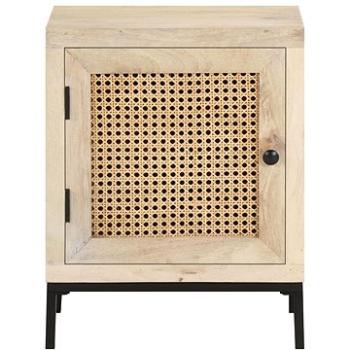 SHUMEE Nočný stolík 40 × 30 × 50 cm masívny mangovník a prírodná trstina, 323509