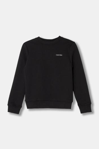 Detská bavlnená mikina Calvin Klein Jeans čierna farba, jednofarebná, IU0IU00686