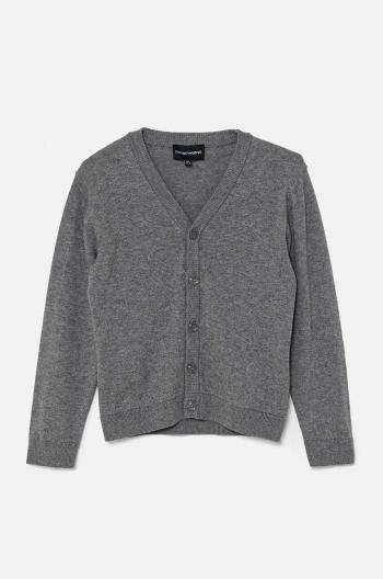 Detský kardigan s prímesou vlny Emporio Armani šedá farba, tenký, 8N4E78 4M16Z