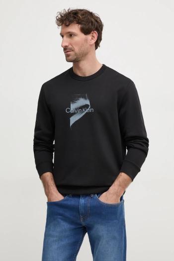 Bavlnená mikina Calvin Klein pánska, čierna farba, s potlačou, K10K114351
