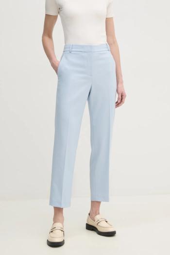 Nohavice Tommy Hilfiger dámske, červená farba, rovné, vysoký pás, WW0WW39723