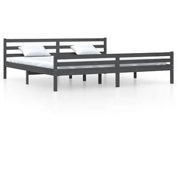Rám postele sivý masívne drevo 180 × 200 cm Super King, 814836