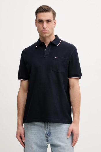 Bavlnené polo tričko Tommy Hilfiger pánske, tmavomodrá farba, jednofarebné, MW0MW38457