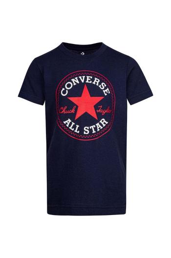 Detské bavlnené tričko Converse zelená farba, s potlačou