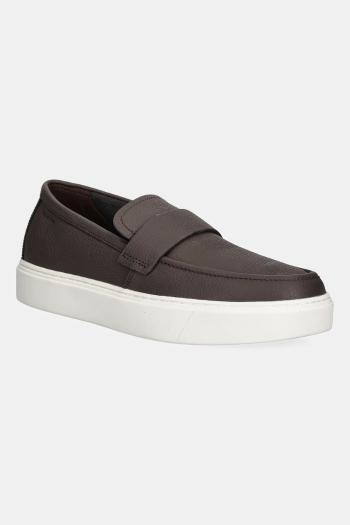 Kožené mokasíny Calvin Klein MOCCASIN LTH UNLINED hnedá farba, HM0HM01813