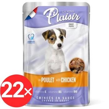 Plaisir Dog kapsička puppy pre šteniatka s kuracím 22 × 100 g (8595657300136)