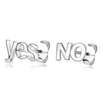 Náušnice z 925 striebra - nápisy "yes" a "NO", puzetky