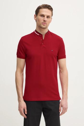 Polo tričko Tommy Hilfiger pánsky, červená farba, jednofarebný