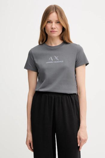 Bavlnené tričko Armani Exchange dámske, šedá farba, XW001345 AF16356