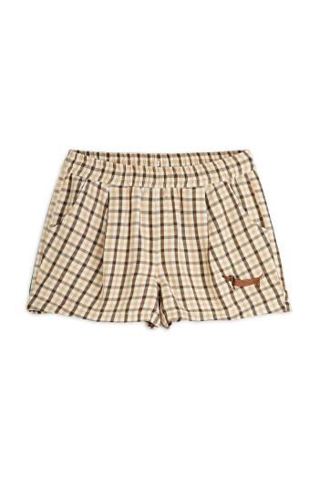 Detské krátke nohavice Mini Rodini Gingham béžová farba, vzorované, 2523016013