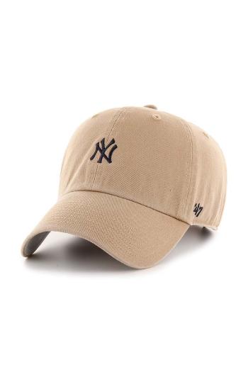 Bavlnená šiltovka 47 brand MLB New York Yankees béžová farba, s nášivkou