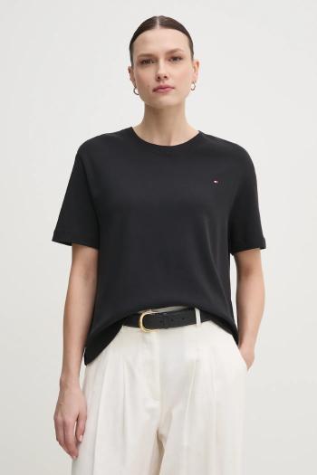 Bavlnené tričko Tommy Hilfiger dámske, čierna farba, WW0WW46158