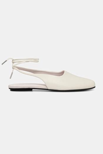 Kožené balerínky Calvin Klein BALLERINA SLING BACK LTH béžová farba, HW0HW02655
