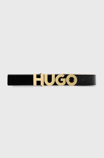 Kožený opasok HUGO dámsky, čierna farba, 50470629