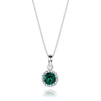 Náhrdelník zo striebra 925 - zelený krištáľ Swarovski, dvojitá číra obruba