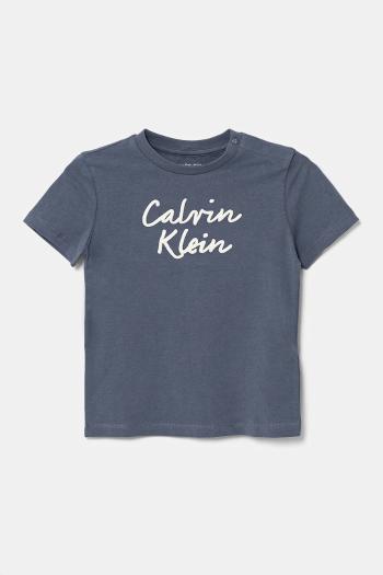 Detské tričko Calvin Klein Jeans šedá farba, s potlačou, IN0IN00292