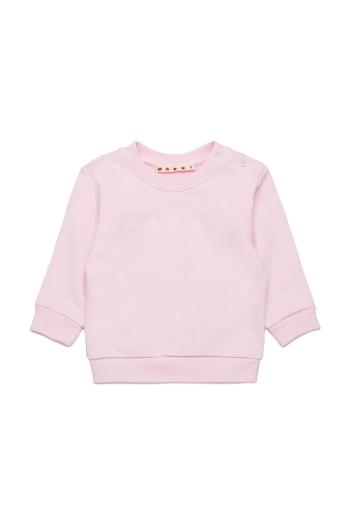 Bavlnená mikina pre bábätká Marni MS319B SWEAT-SHIRT ružová farba, s potlačou, M01437