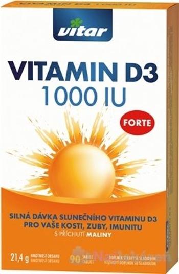 VITAR VITAMIN D3 FORTE 1 000 IU, malinové tbl, 90 ks