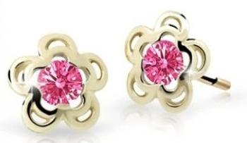 Cutie Jewellery Pôvabné zlaté detské náušnice C2204-30-X-1 fuchsiová