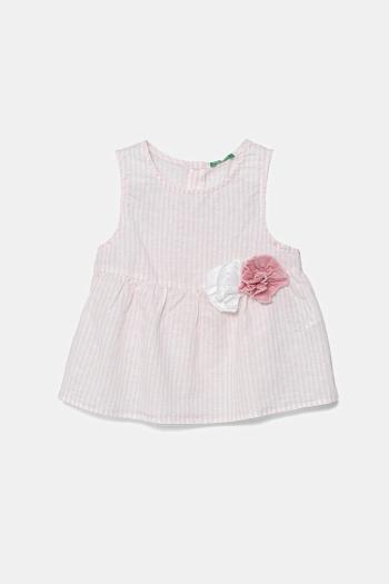 Detský ľanový top United Colors of Benetton ružová farba, 59Y6GQ02F