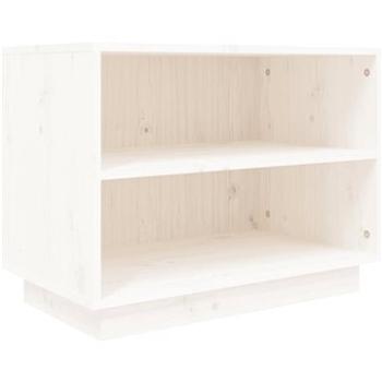 Skrinka na topánky biela 60 × 34 × 45 cm masívne borovicové drevo, 813546