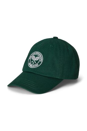 Detská bavlnená šiltovka Polo Ralph Lauren Wimbledon Collection zelená farba, s nášivkou, 322970405001