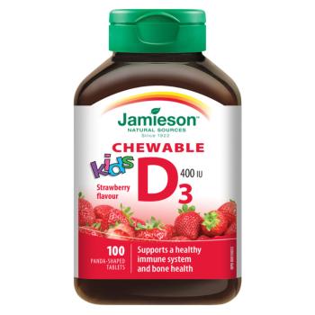 JAMIESON Vitamín D3 kids jahoda 100 cmúľacích tabliet
