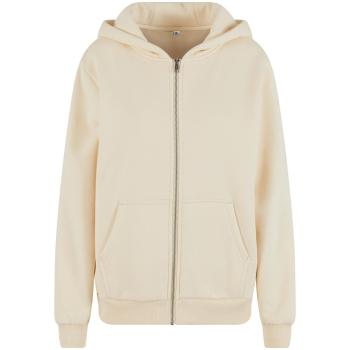Build Your Brand Hebká dámska mikina na zips Fluffy - Svetlo piesková | XL