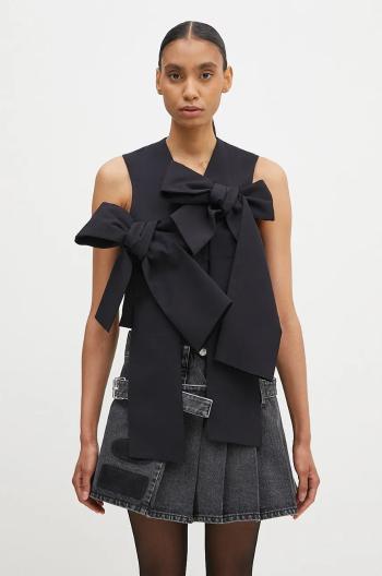 Vlnená vesta AMBUSH Ribbon Vest tmavomodrá farba, jednoradová, BWEX002F24FAB0014600