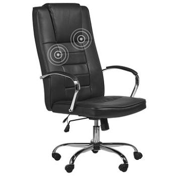 Masážne kreslo vyhrievané falošná koža čierne GRANDEUR, 301858 (beliani_301858)