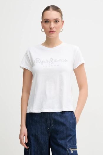 Bavlnené tričko Pepe Jeans RYLEIGH dámsky, biela farba, PL506014