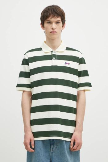 Bavlnené polo tričko ICECREAM Running Dog Ss Striped Rugby Top zelená farba, vzorované, IC24468