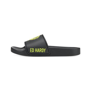 Ed Hardy  Sexy beast sliders black-fluo yellow  Žabky Čierna